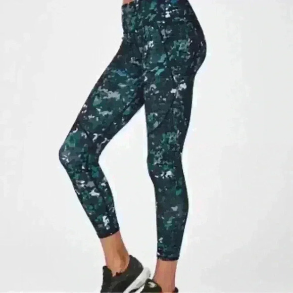 Sweaty Betty 7/8 The Power Green Deep Lake Camo Leggings Women’s Small - Picture 4 of 16